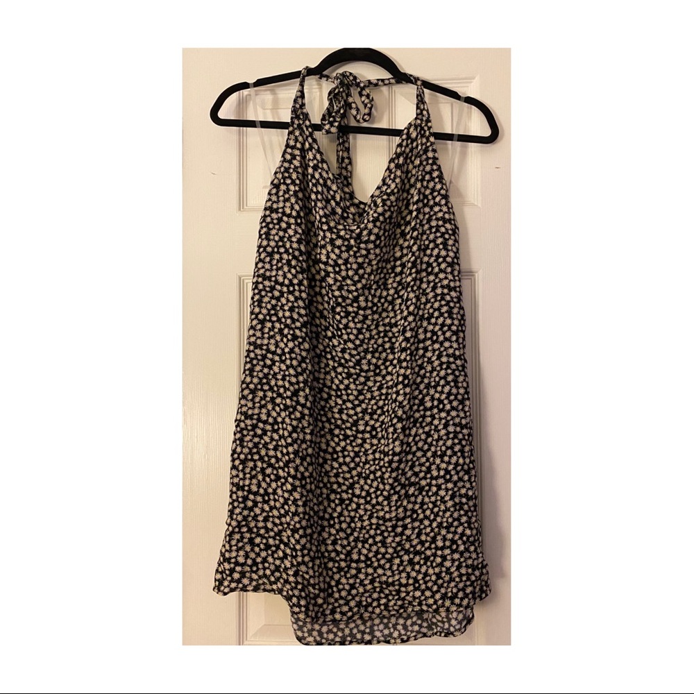 AEO black&white daisy cowl neck mini dress M